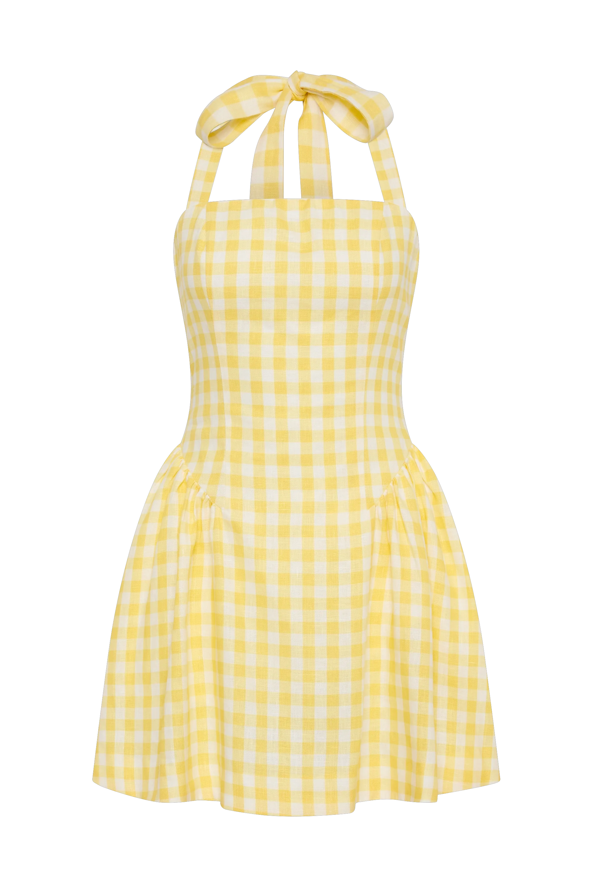 Venza Mini Dress Gingham Pale Yellow - Image 6