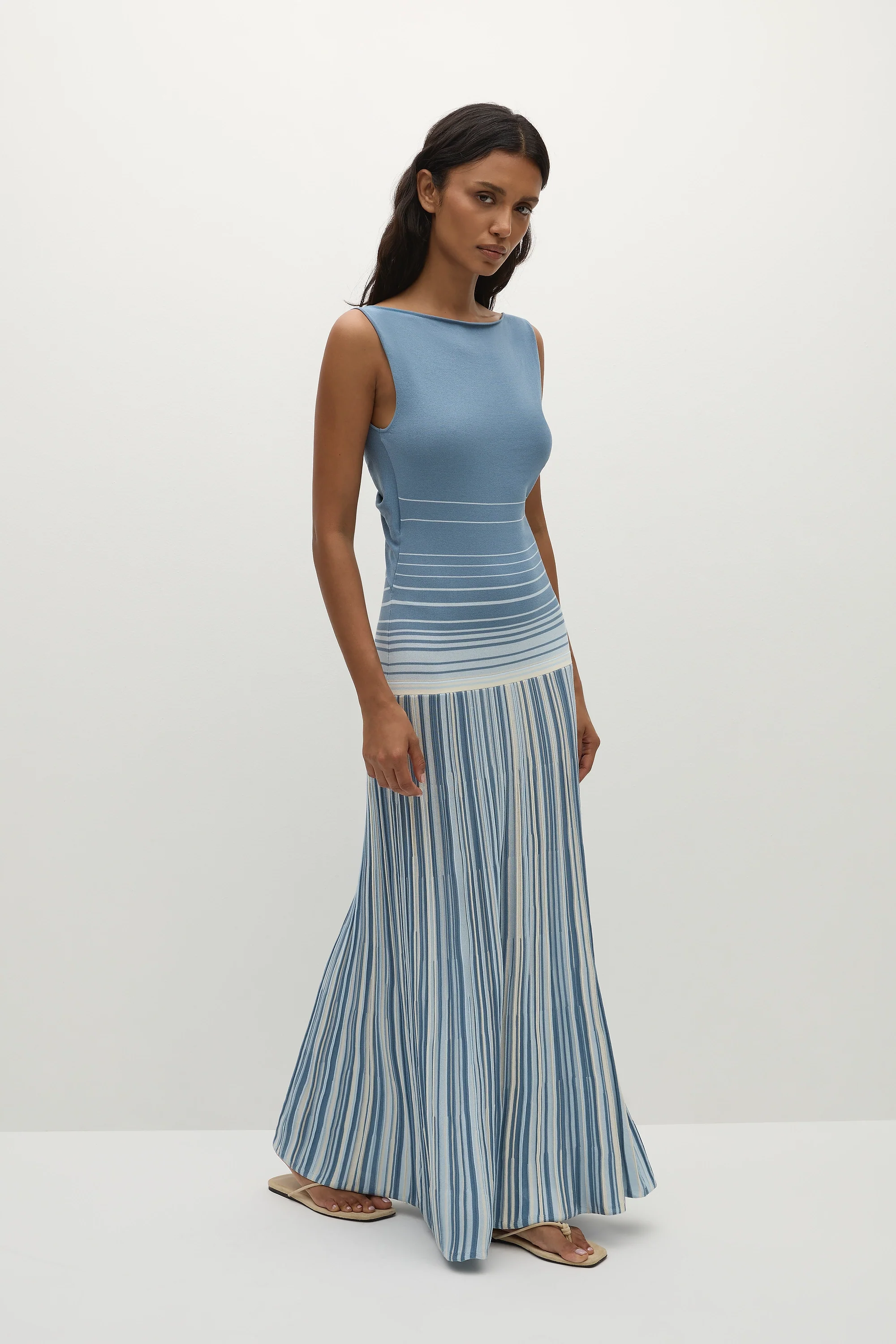Xyla Maxi Dress Accordion Stripe Mineral Blue - Final Sale - Image 5
