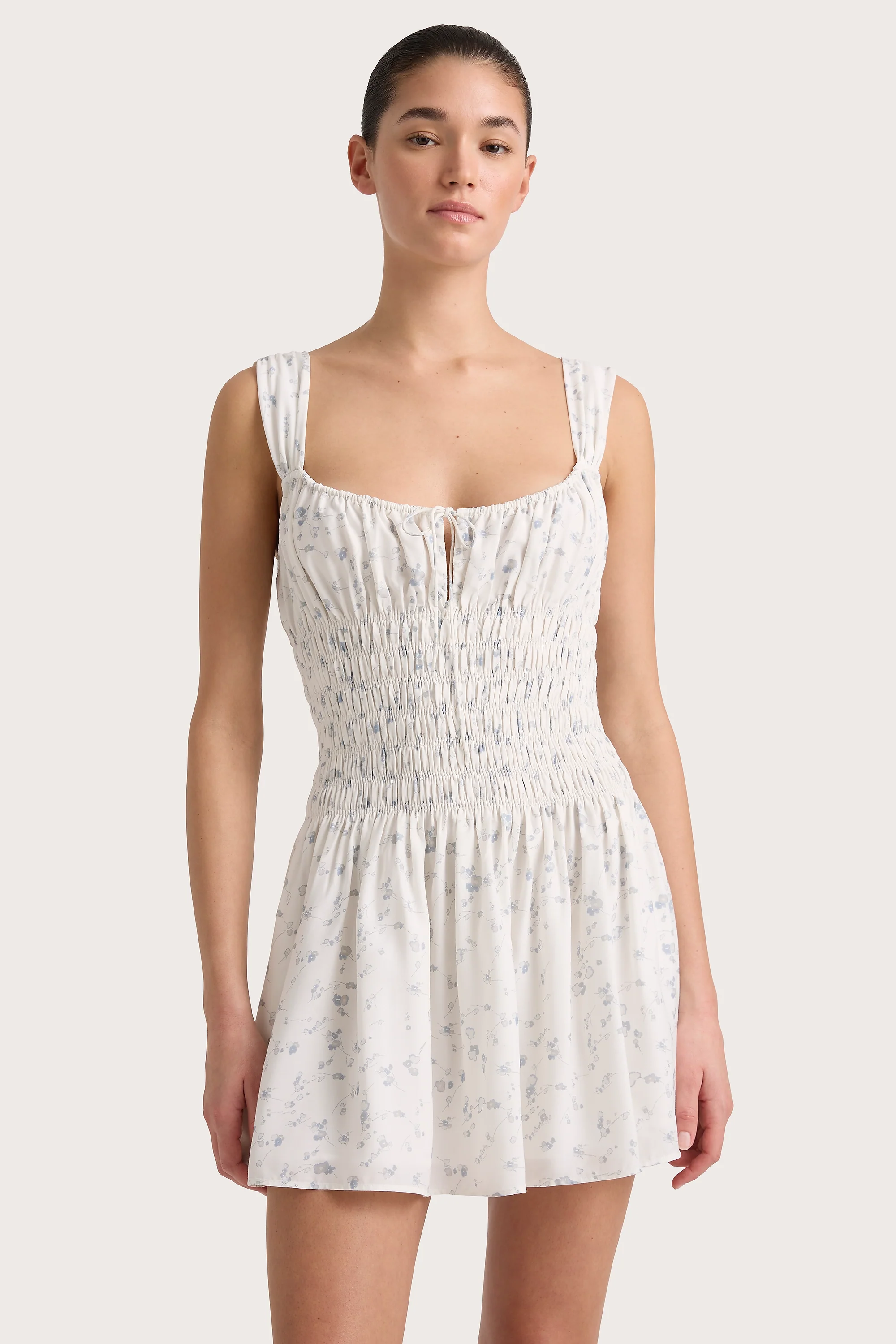 Yerres Mini Dress Blossom Egg Shell Powder Blue - Final Sale - Image 4