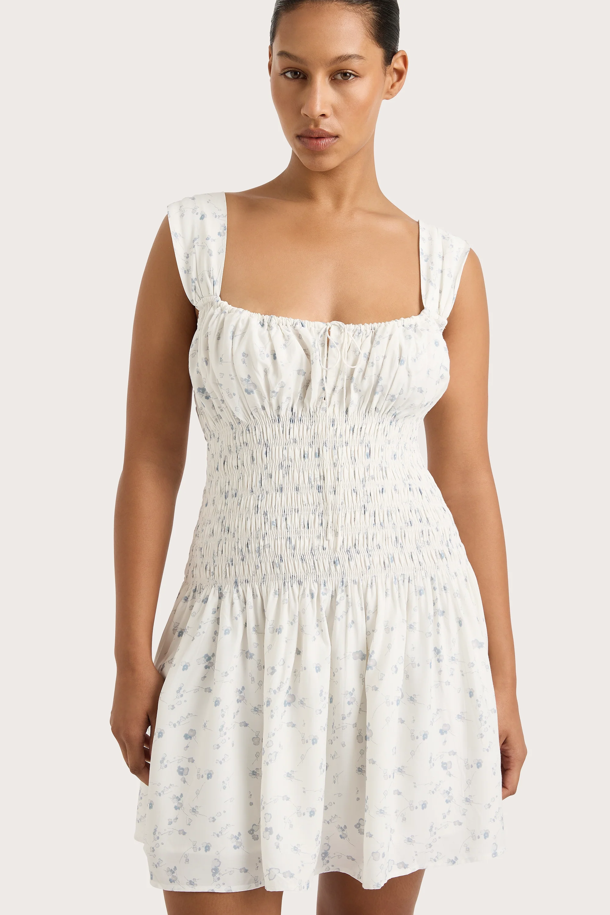 Yerres Mini Dress Blossom Egg Shell Powder Blue - Final Sale - Image 7